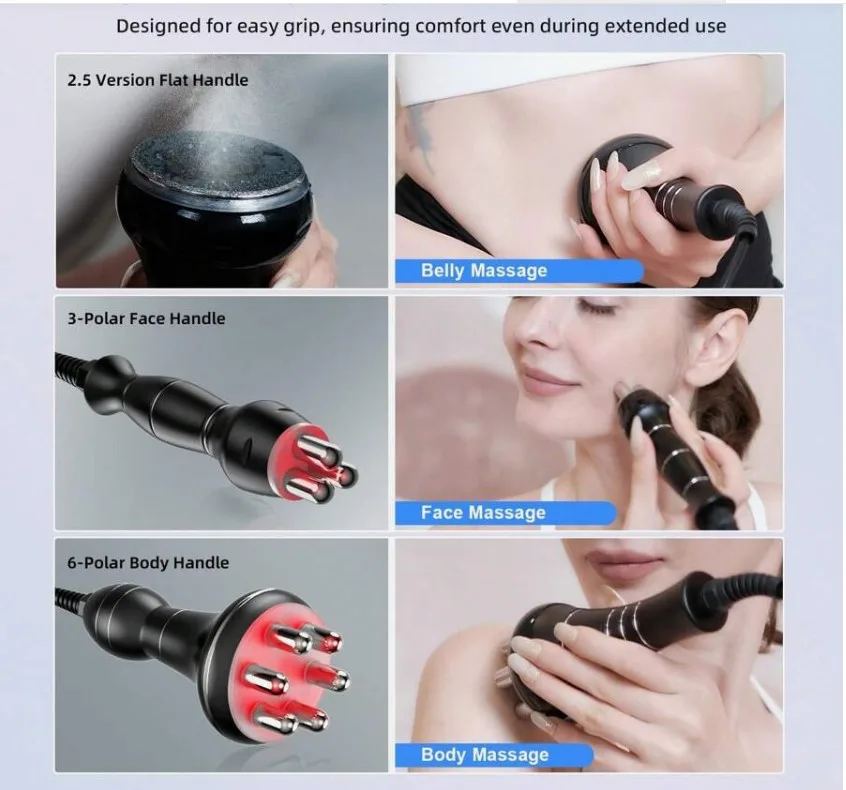 Demonstration on how to use the Ultrasonic Cavitation Slimming & Skin Tightening Machine on specific parts of your face and body.